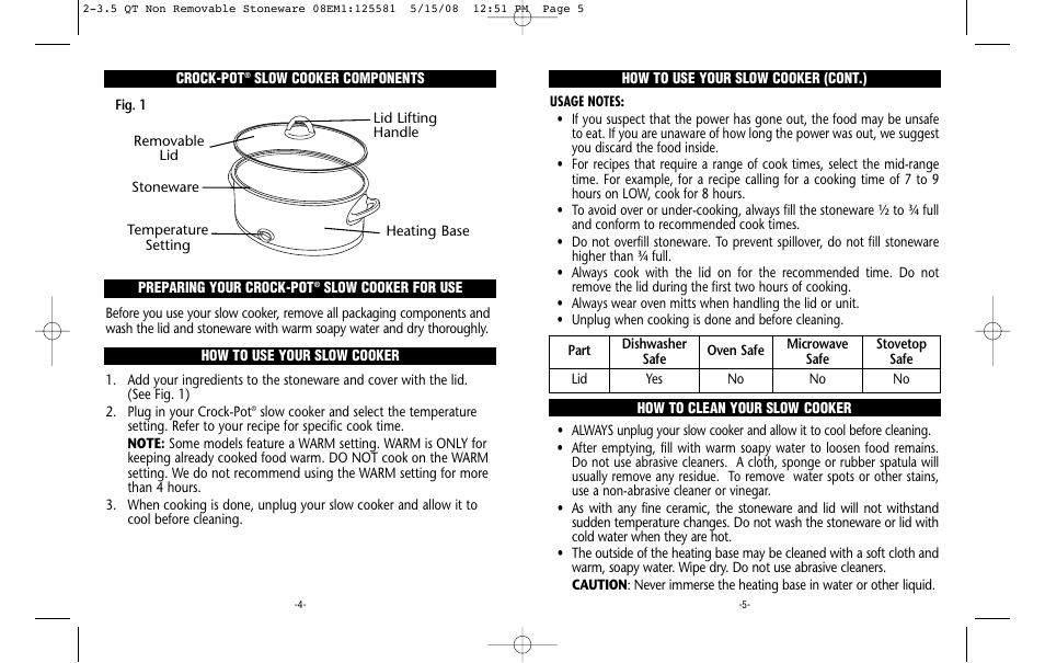 Crock-Pot Classic 2-3.5 Quart User Manual | Page 3 / 7