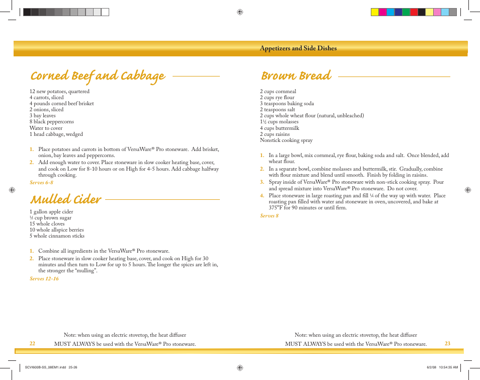 Corned beef and cabbage, Mulled cider, Brown bread | Crock-Pot VersaWare Pro User Manual | Page 13 / 33