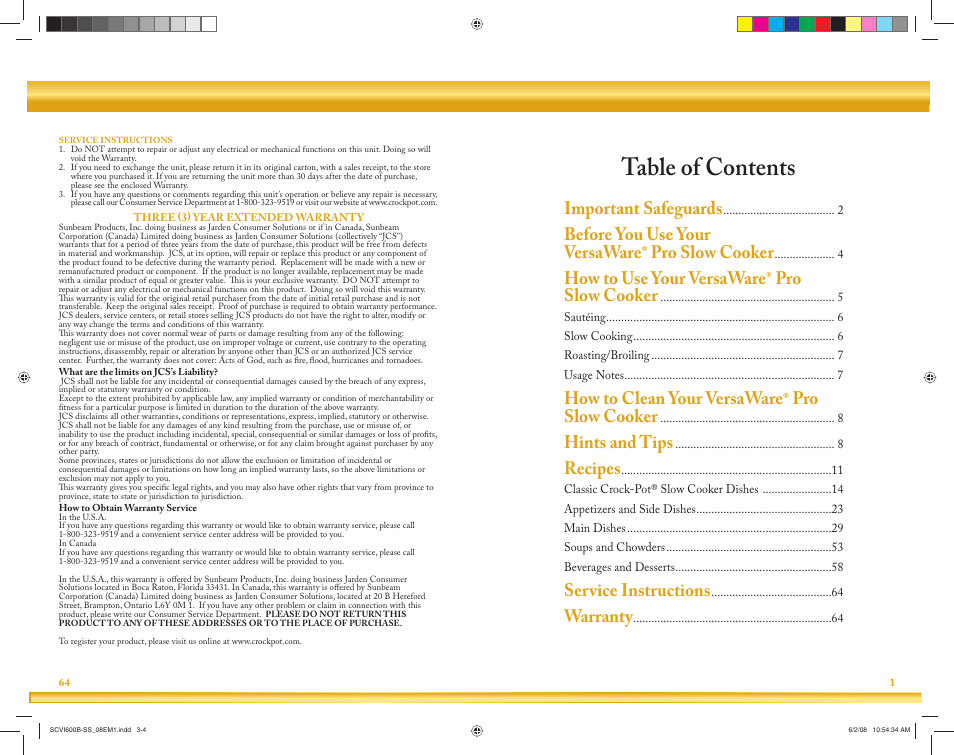 Crock-Pot VersaWare Pro User Manual | Page 2 / 33