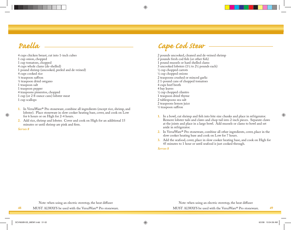 Paella, Cape cod stew | Crock-Pot VersaWare Pro User Manual | Page 26 / 33