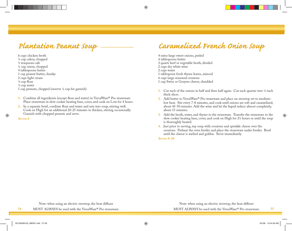 Plantation peanut soup, Caramelized french onion soup | Crock-Pot VersaWare Pro User Manual | Page 29 / 33