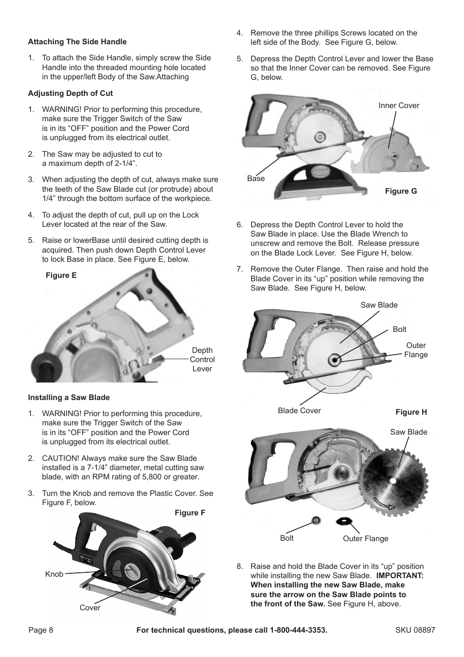 Chicago Electric 7-1/4" Circular Metal Cut Saw 8897 User Manual | Page 8 / 14