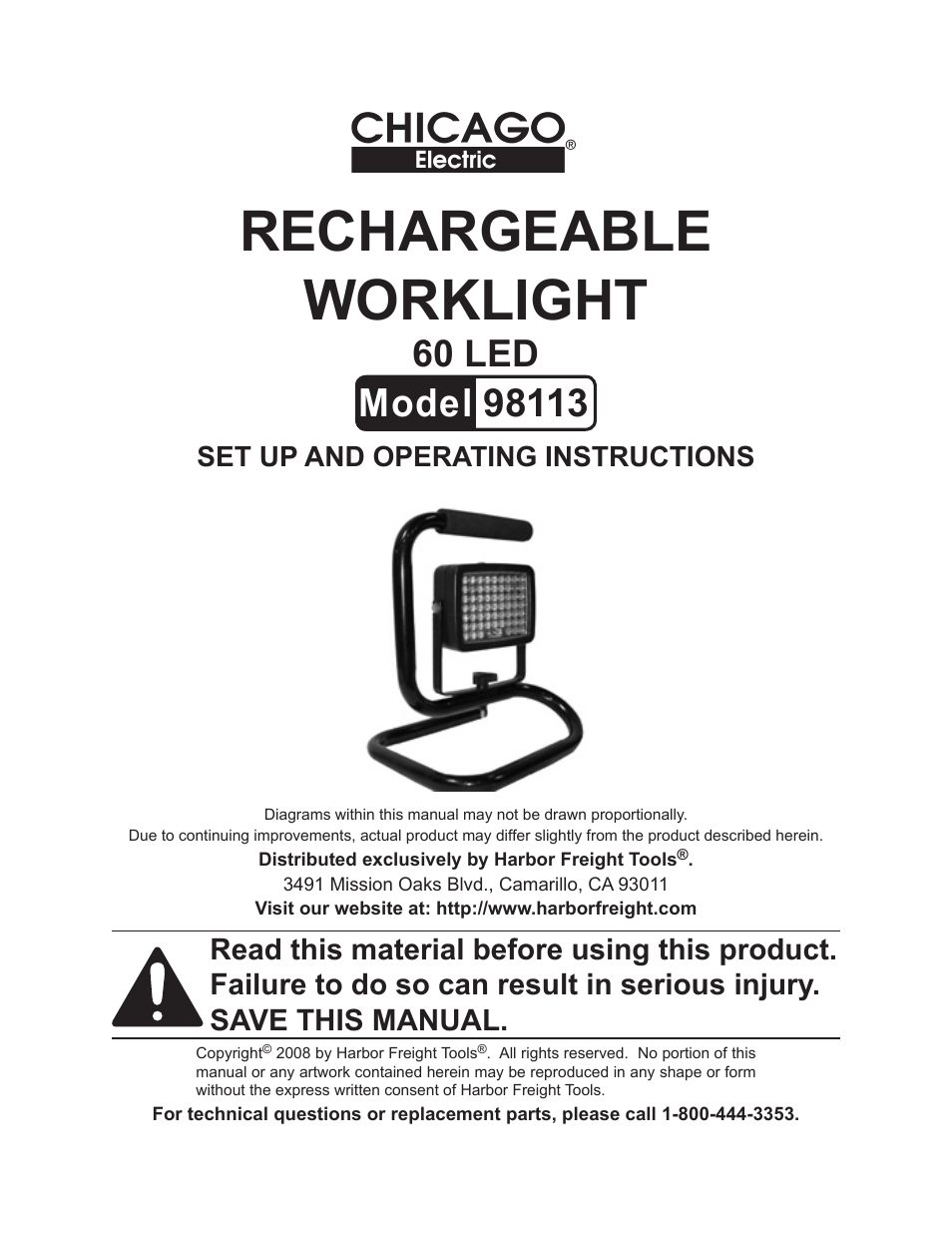 Chicago Electric 98113 User Manual | 11 pages