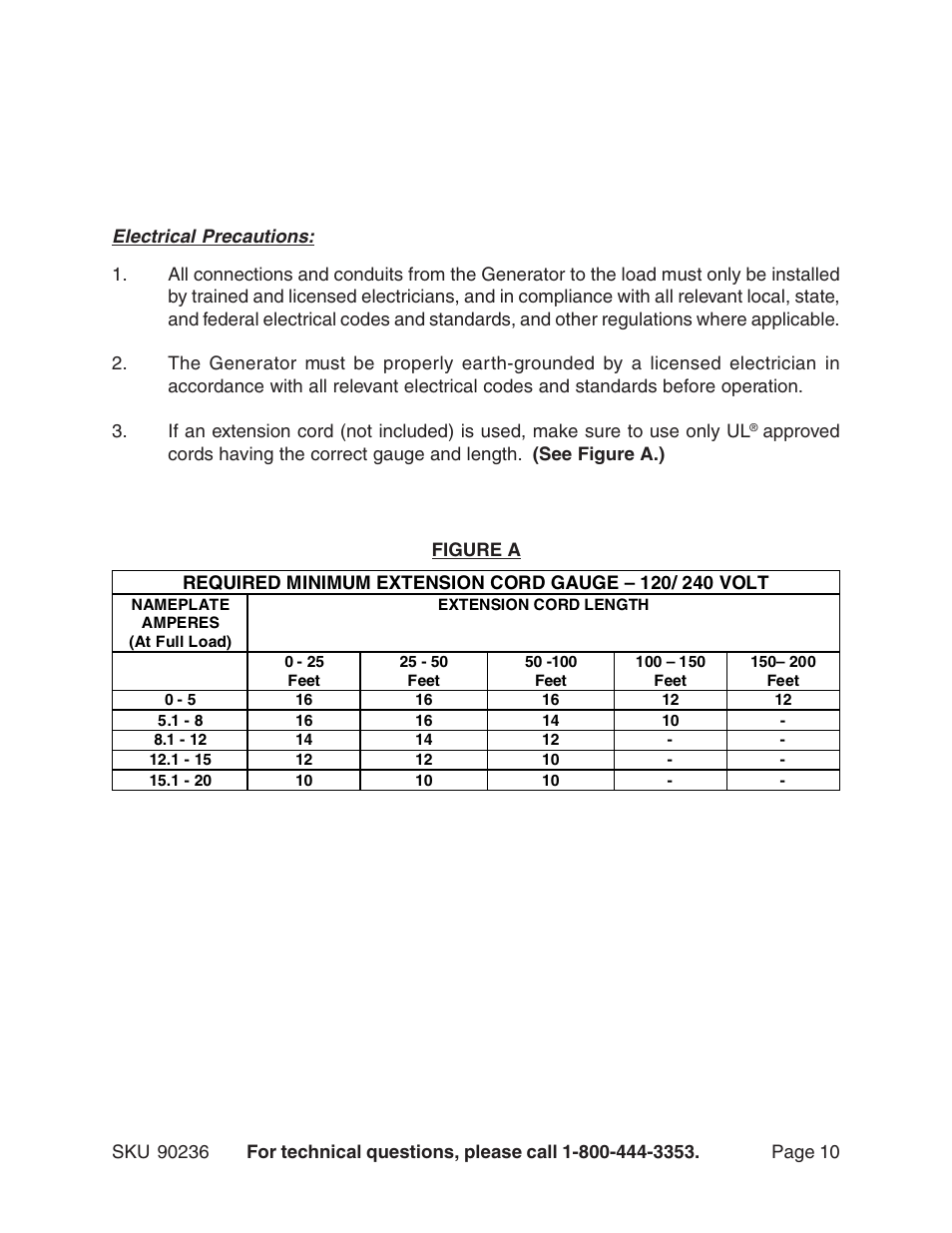 Electrical precautions | Chicago Electric 90236 User Manual | Page 10 / 18