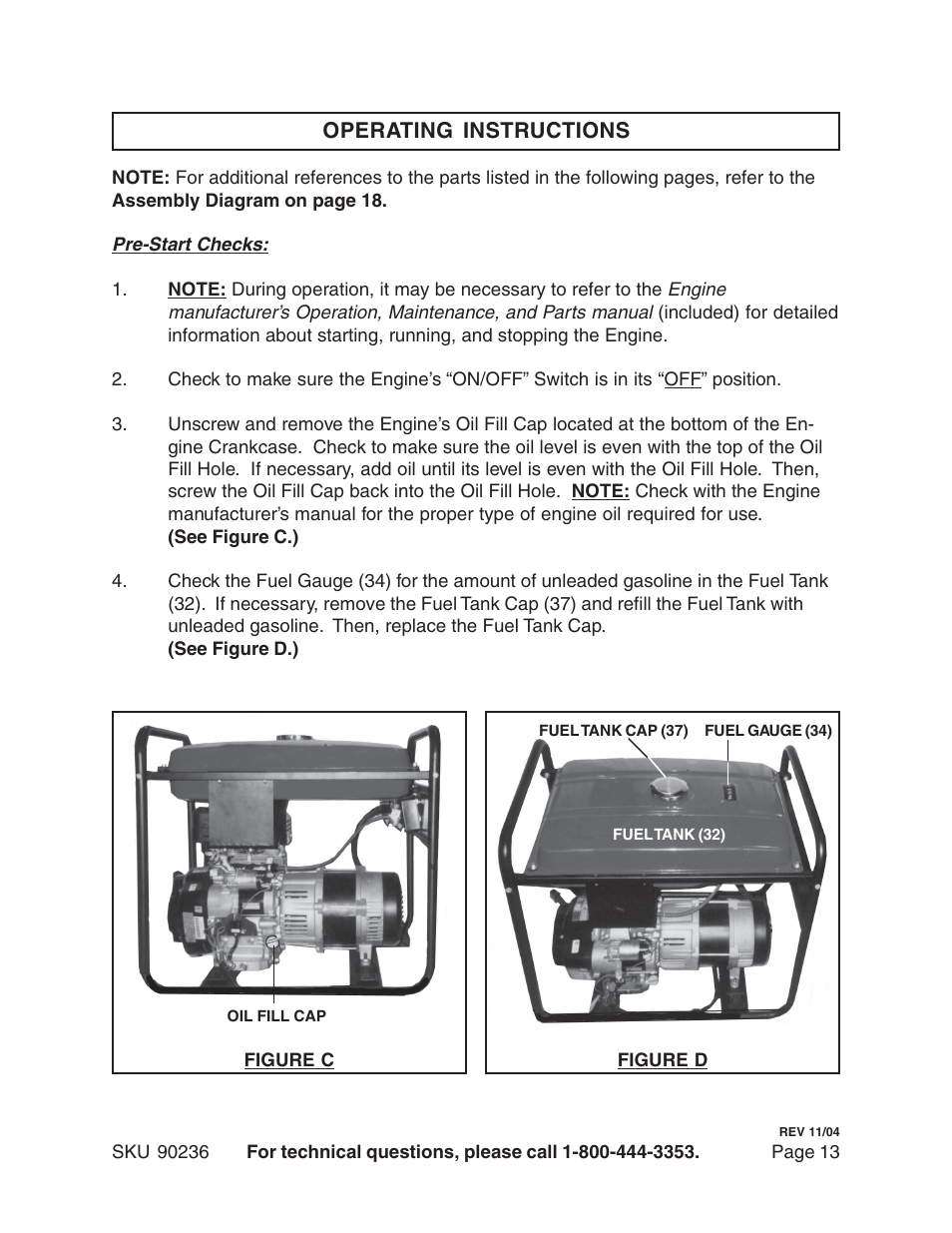 Operating instructions | Chicago Electric 90236 User Manual | Page 13 / 18