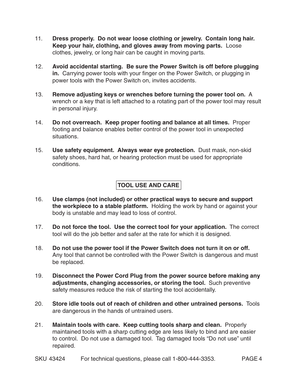 Chicago Electric 10" Ramdon Orbit Polisher/Waxer 43424 User Manual | Page 4 / 14