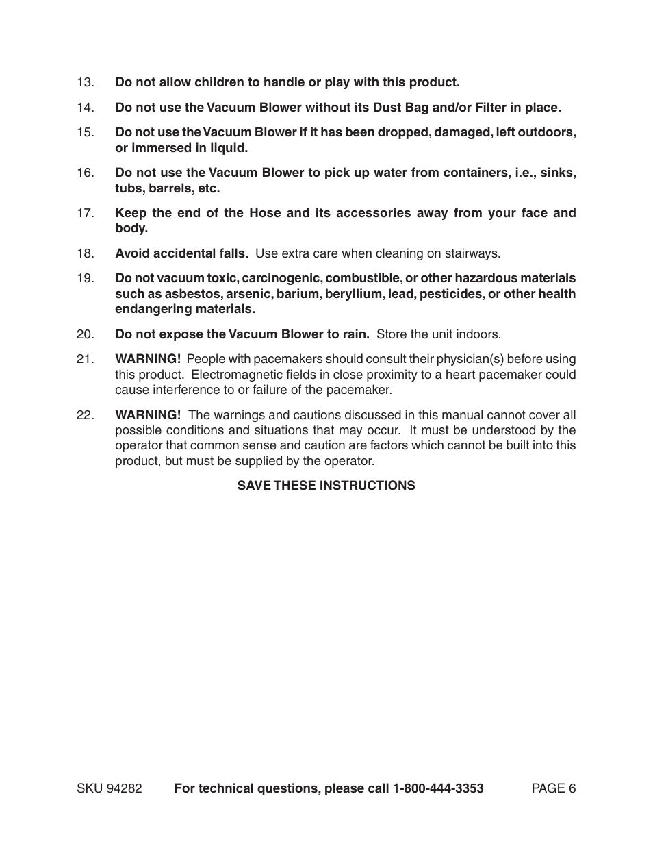 Chicago Electric 94282 User Manual | Page 6 / 16