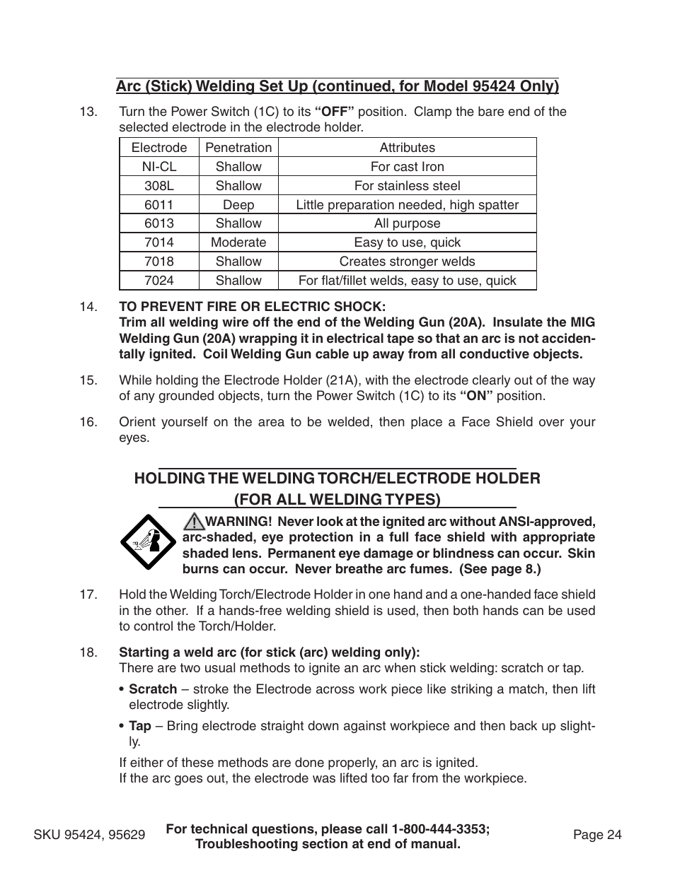 Chicago Electric 95424 User Manual | Page 24 / 39