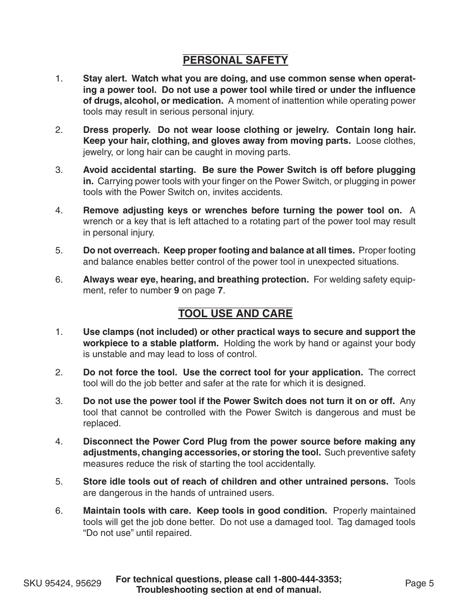 Chicago Electric 95424 User Manual | Page 5 / 39