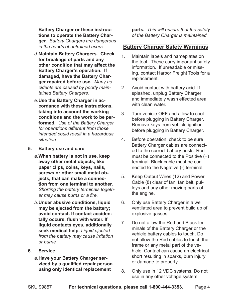 Chicago Electric Chicago Power Electric Systems 1.5 AMP Electronic Onboard Battery Charger 99857 User Manual | Page 4 / 14