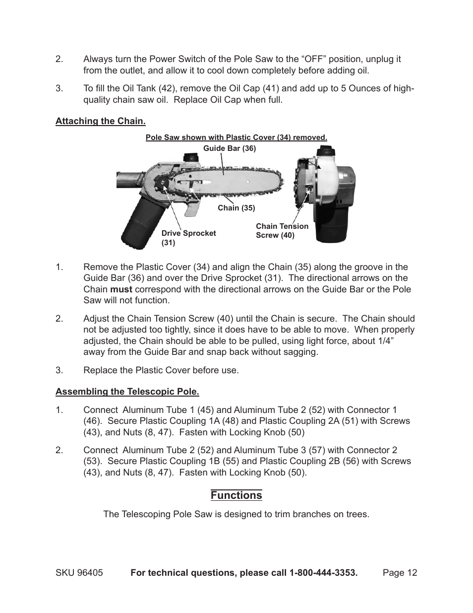 Functions | Chicago Electric 96405 User Manual | Page 12 / 19