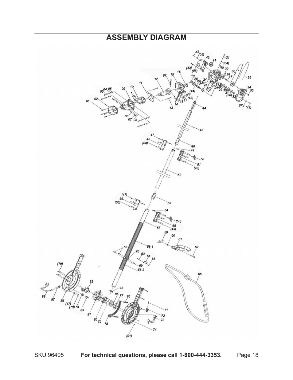 Assembly diagram | Chicago Electric 96405 User Manual | Page 18 / 19