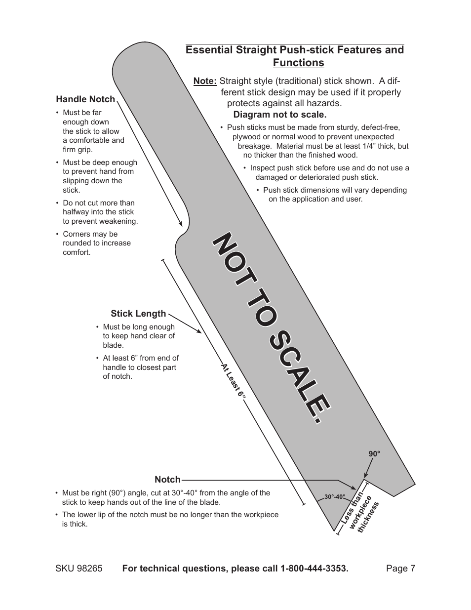 Not t o scale | Chicago Electric 1.5HP 7" Bridge Tile Saw 98265 User Manual | Page 7 / 21