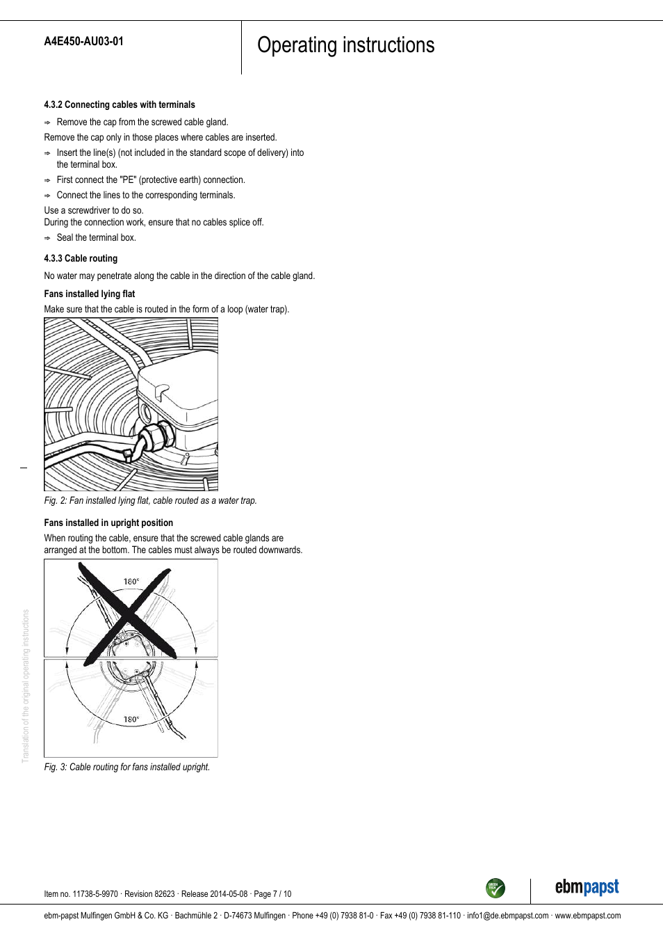 Operating instructions | ebm-papst A4E450-AU03-01 User Manual | Page 7 / 10