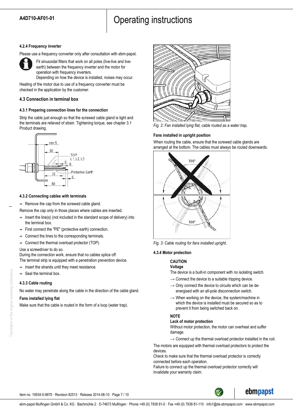 Operating instructions | ebm-papst A4D710-AF01-01 User Manual | Page 7 / 10