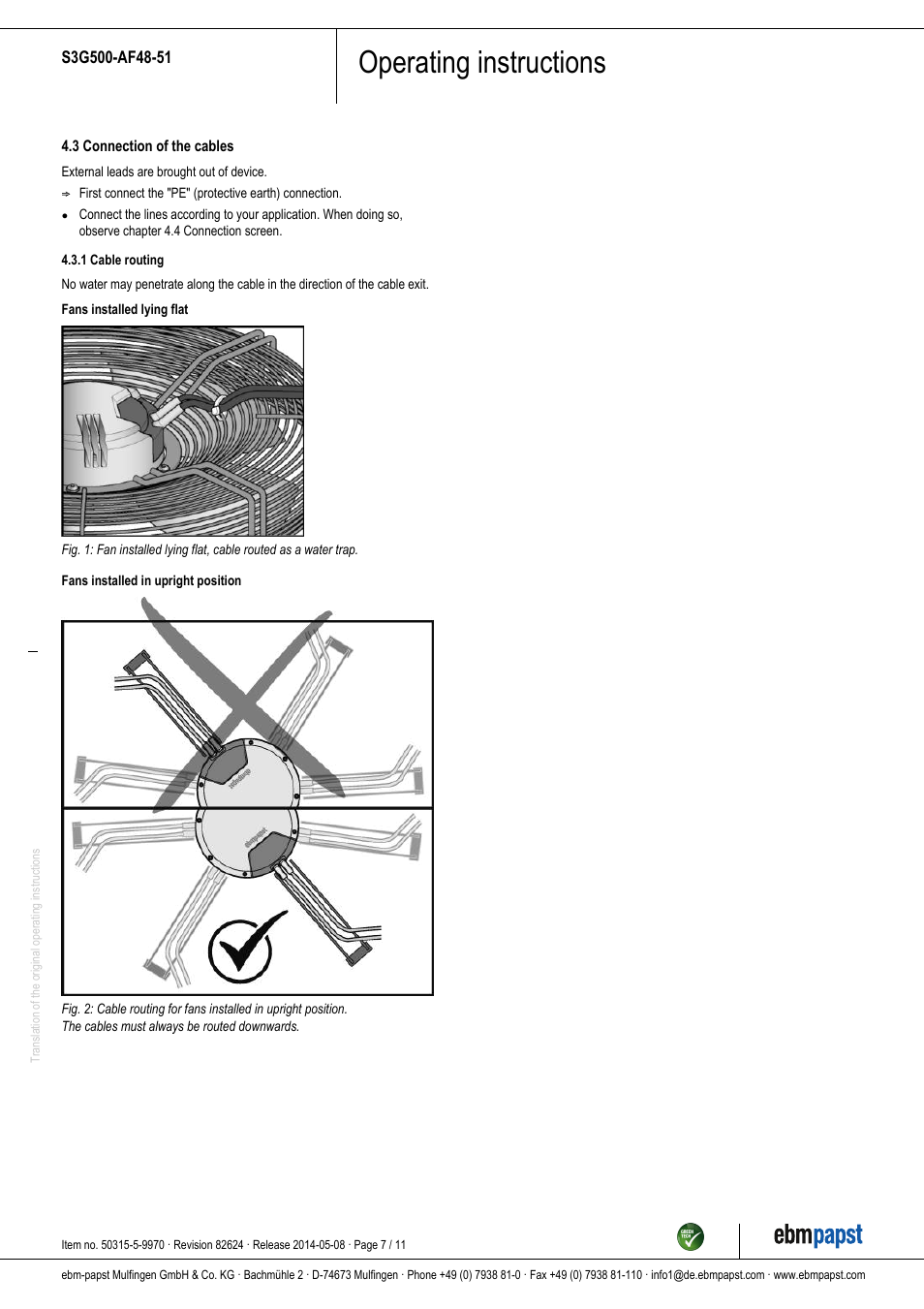 Operating instructions | ebm-papst S3G500-AF48-51 User Manual | Page 7 / 11