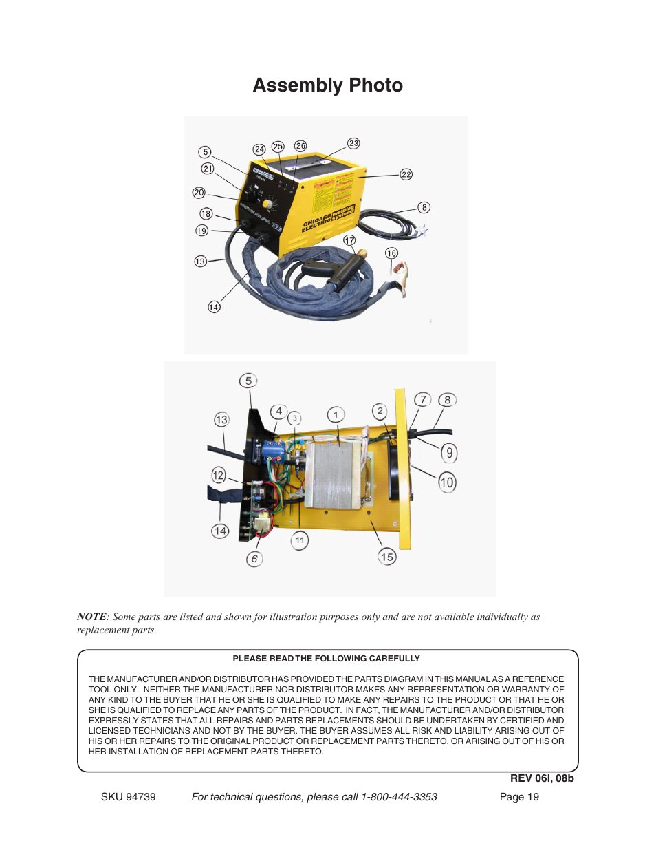 Assembly photo | Chicago Electric 94739 User Manual | Page 19 / 20