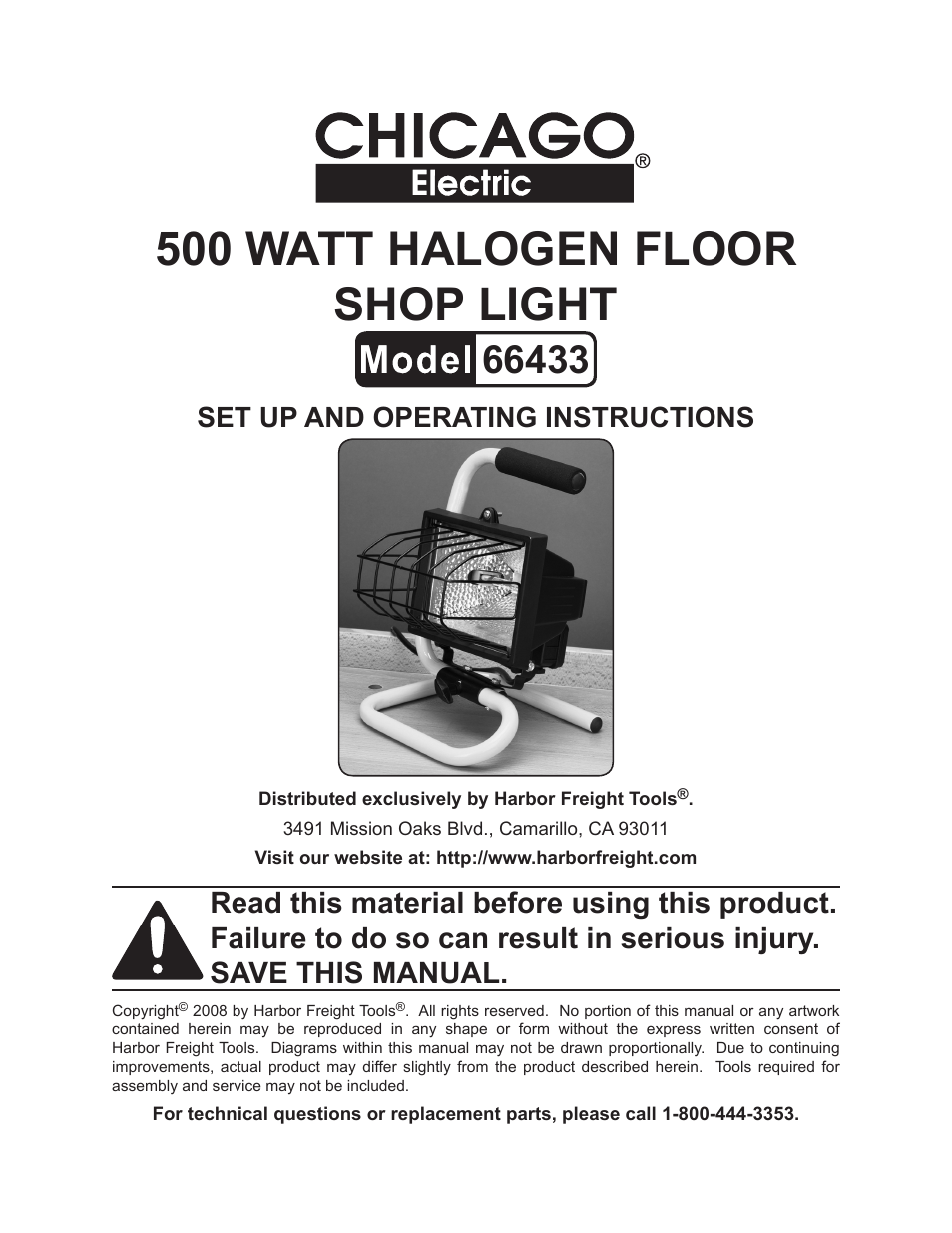 Chicago Electric 66433 User Manual | 11 pages