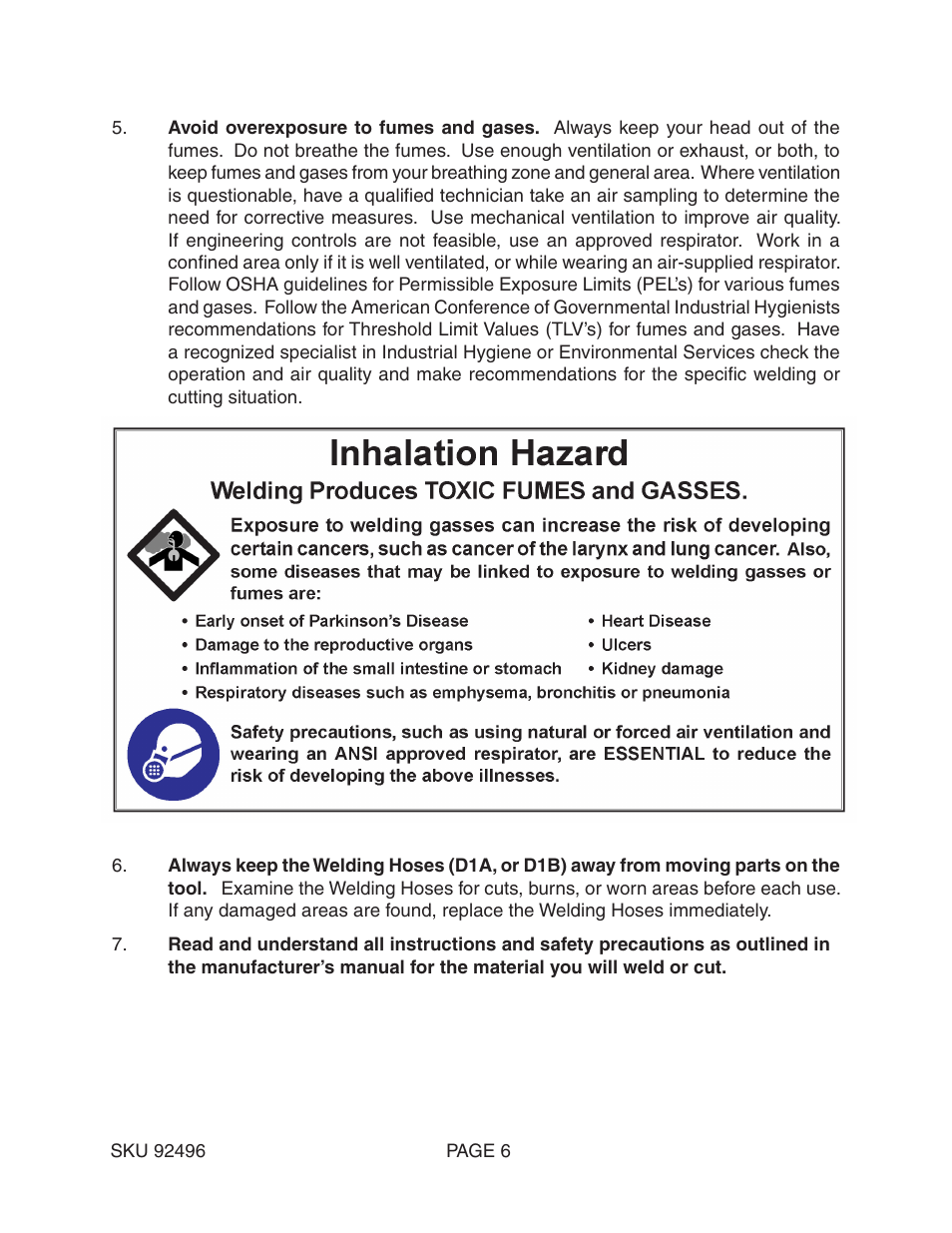 Chicago Electric Heavy Duty Oxy - Acetylene Welding Outfit 92496 User Manual | Page 6 / 20