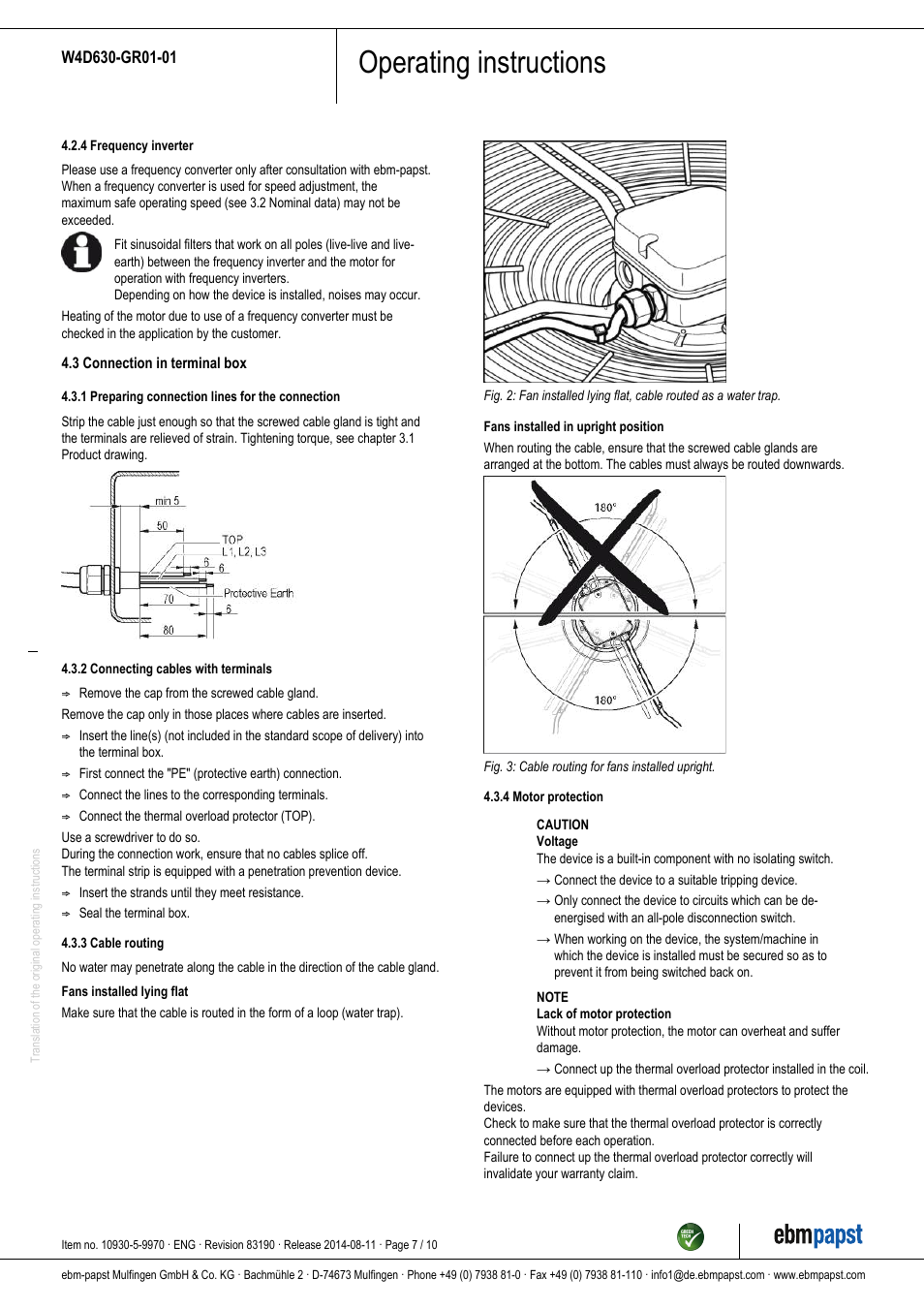 Operating instructions | ebm-papst W4D630-GR01-01 User Manual | Page 7 / 10