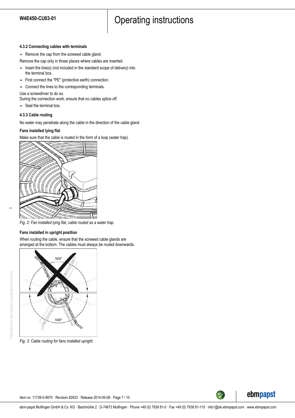 Operating instructions | ebm-papst W4E450-CU03-01 User Manual | Page 7 / 10