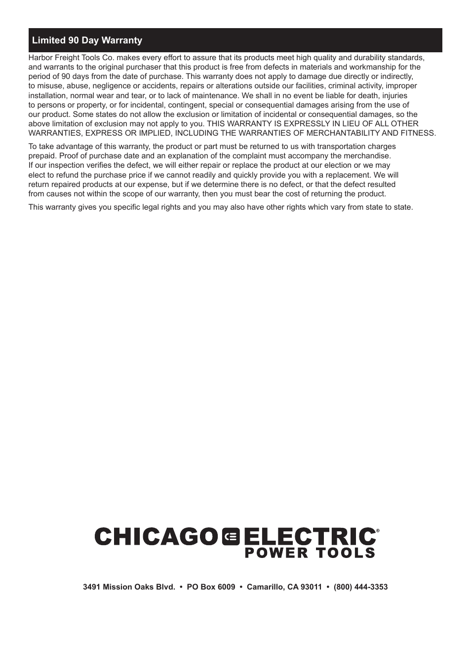 Chicago Electric 18 Volt Corldess Impact Driver 68853 User Manual | Page 12 / 12