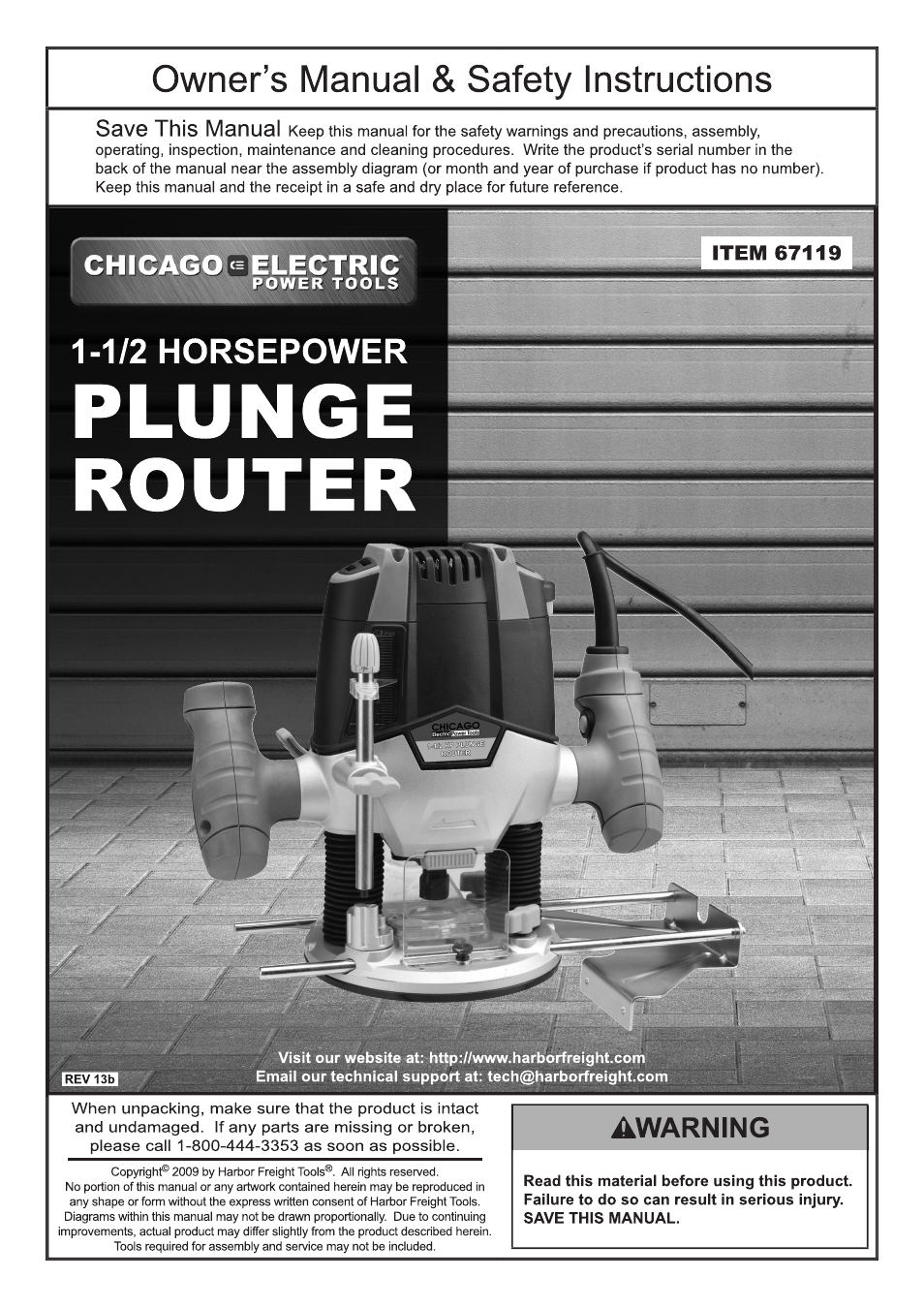 Chicago Electric 67119 User Manual | 16 pages