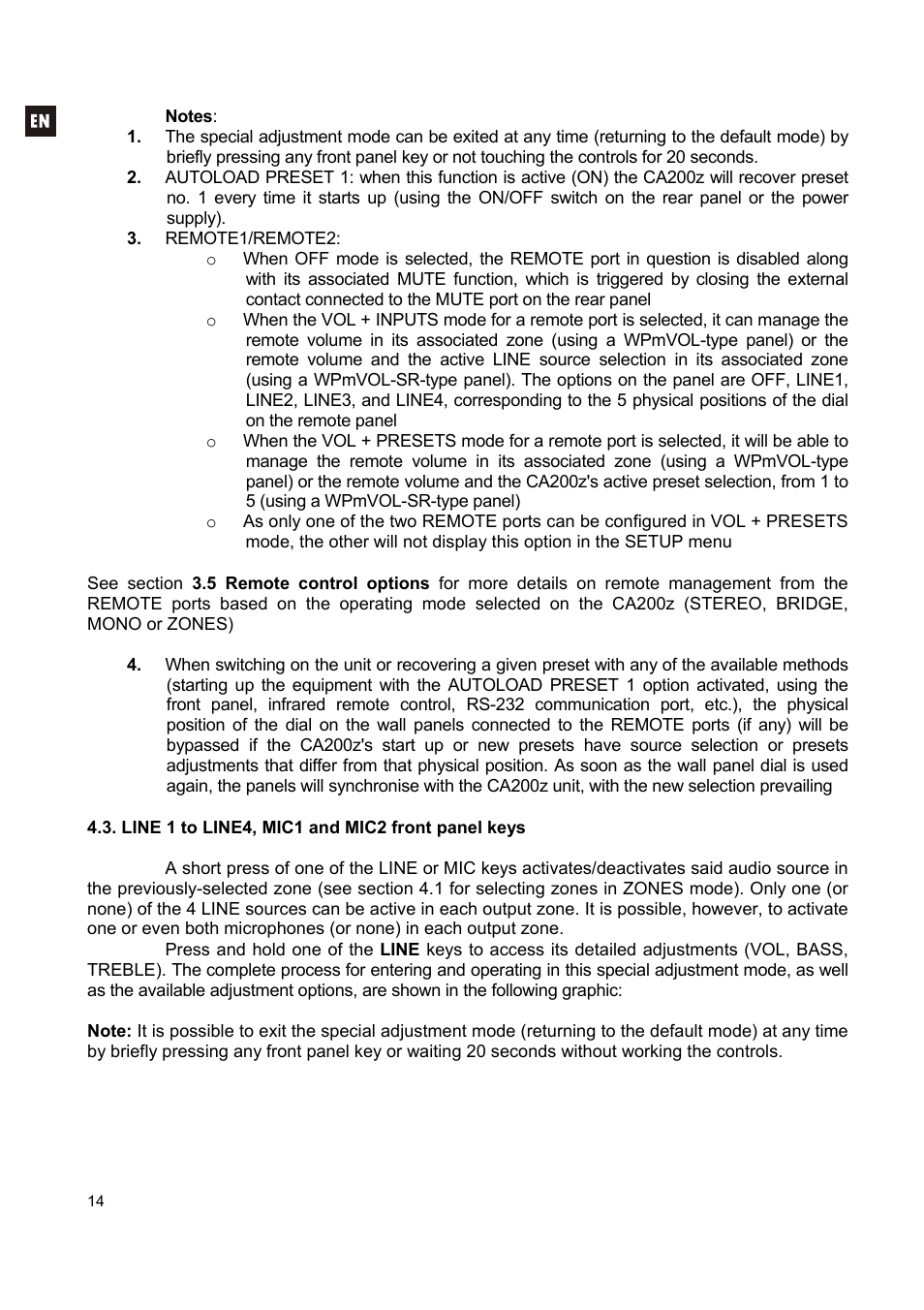 Ecler CA200z User Manual | Page 14 / 92