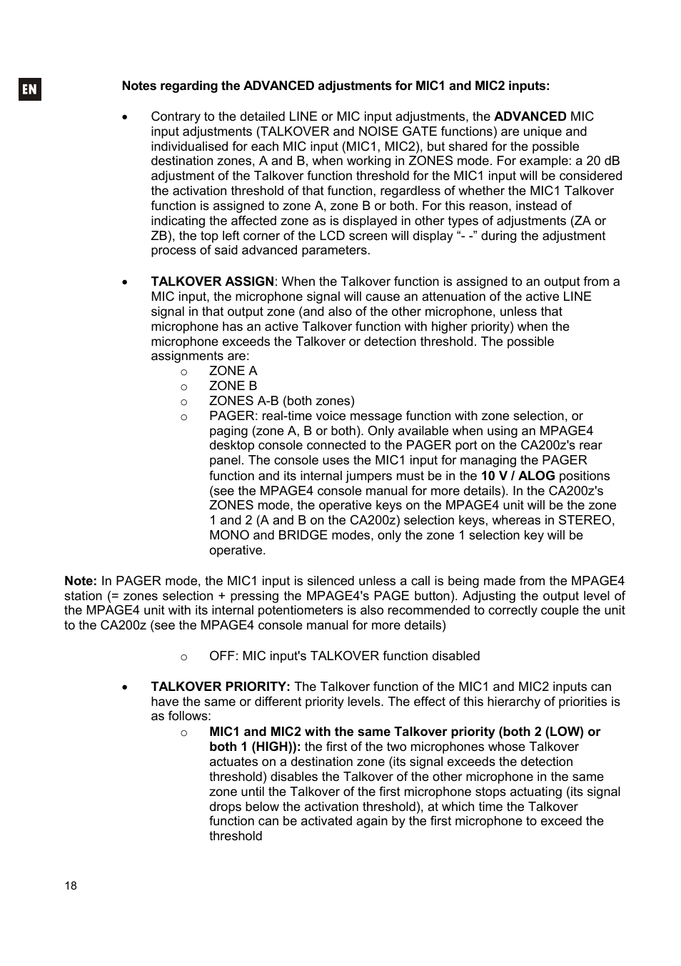 Ecler CA200z User Manual | Page 18 / 92