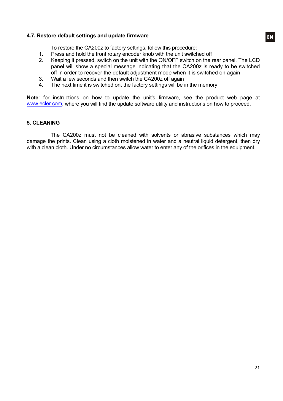 Ecler CA200z User Manual | Page 21 / 92