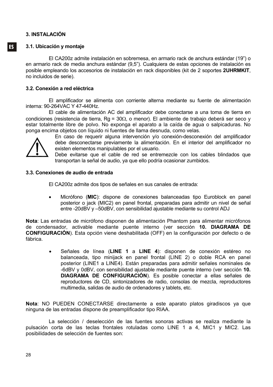 Ecler CA200z User Manual | Page 28 / 92