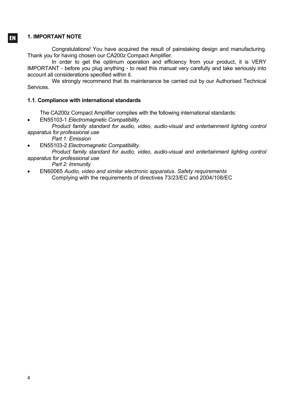 Ecler CA200z User Manual | Page 4 / 92