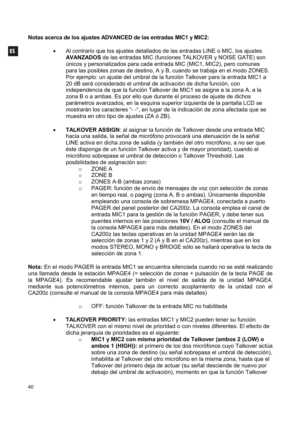 Ecler CA200z User Manual | Page 40 / 92