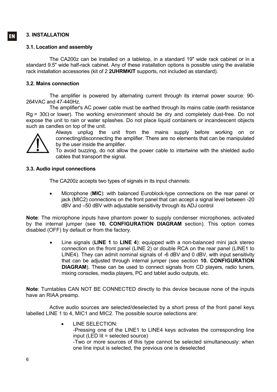 Ecler CA200z User Manual | Page 6 / 92