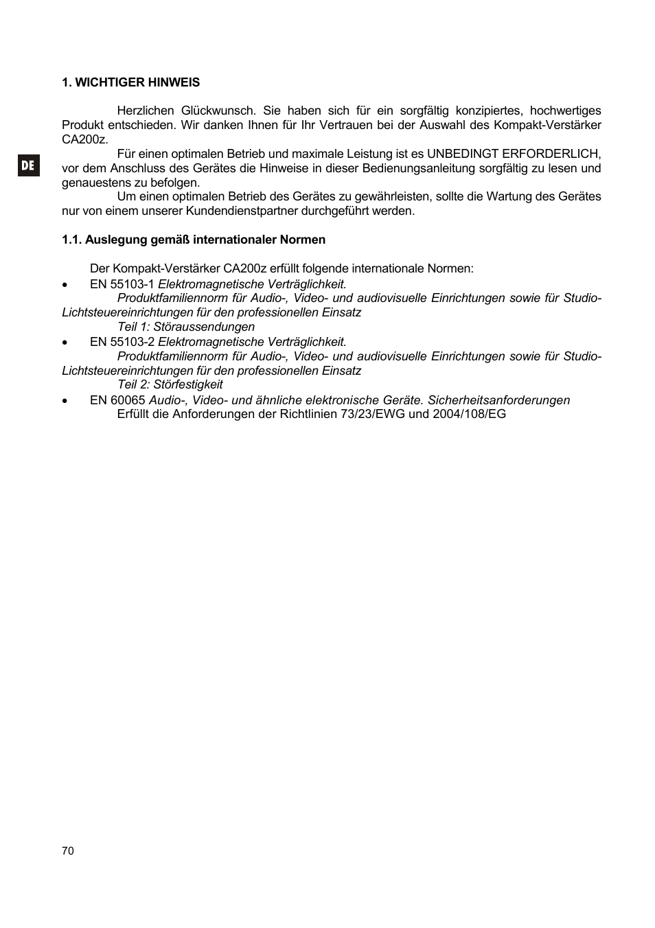 Ecler CA200z User Manual | Page 70 / 92