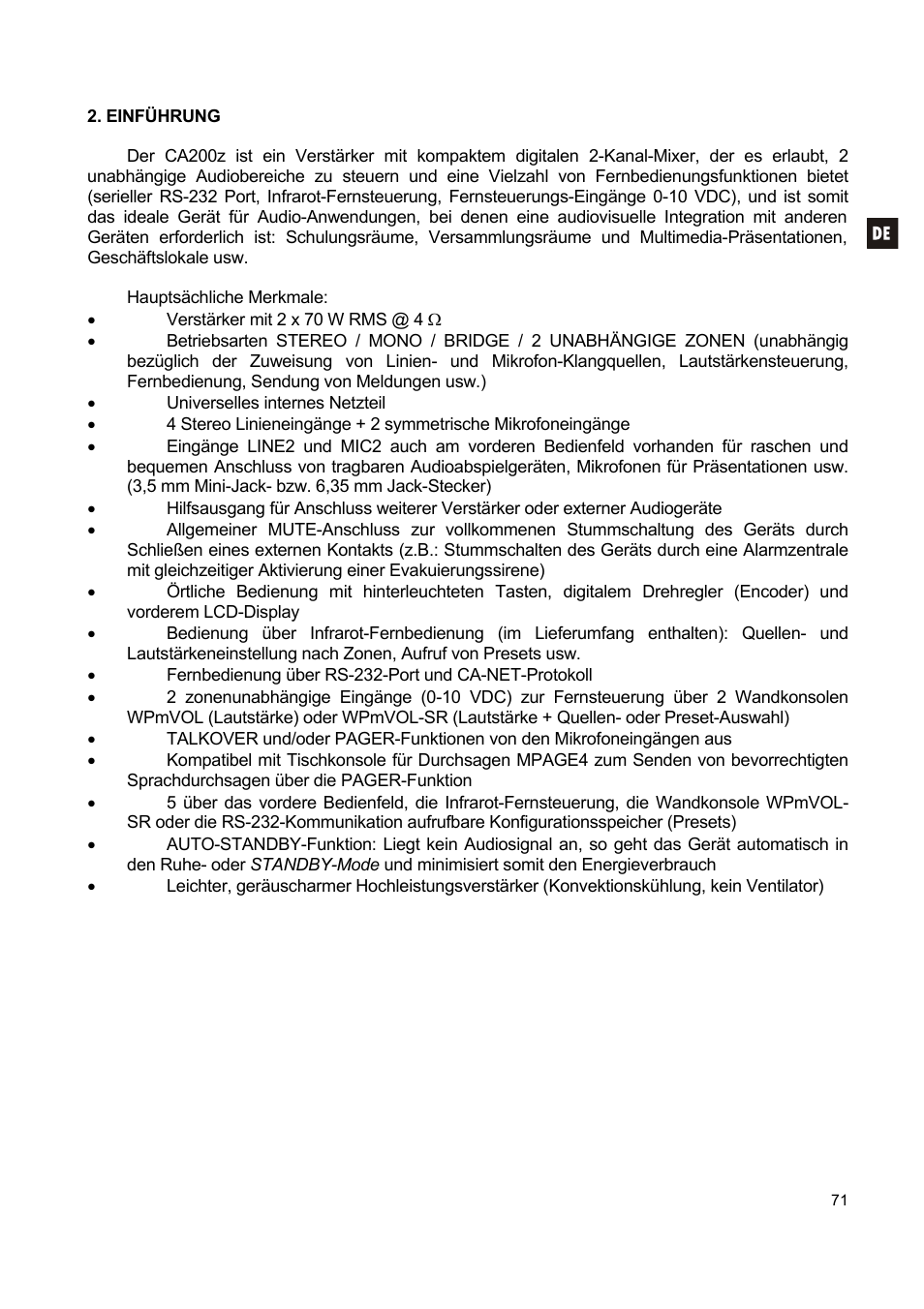 Ecler CA200z User Manual | Page 71 / 92