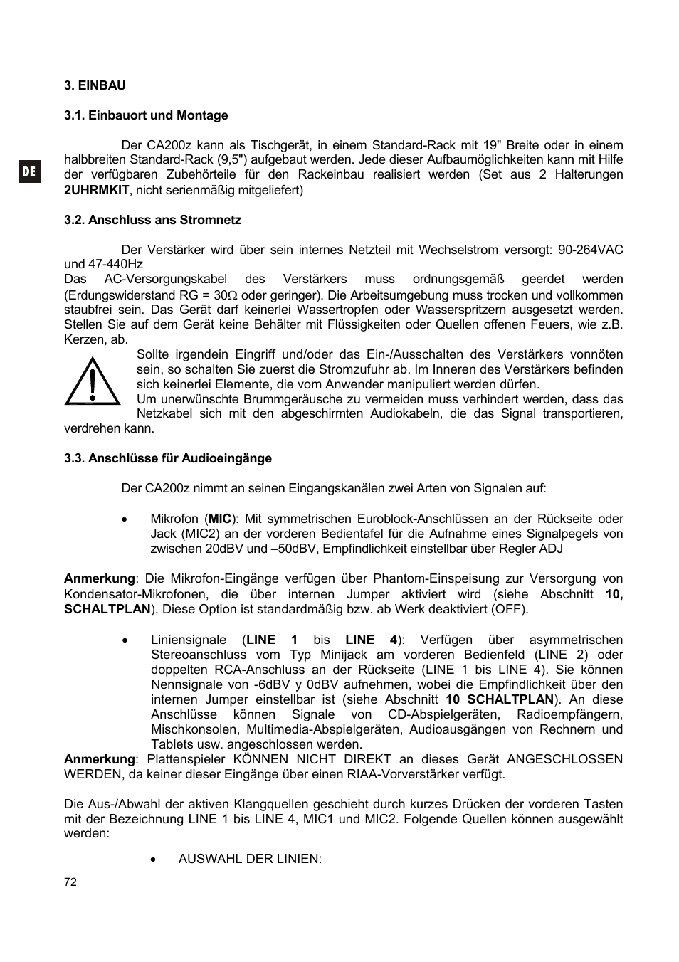 Ecler CA200z User Manual | Page 72 / 92