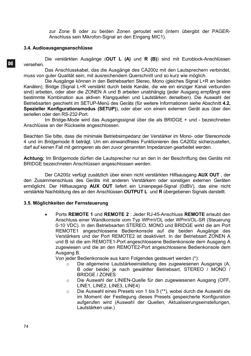 Ecler CA200z User Manual | Page 74 / 92