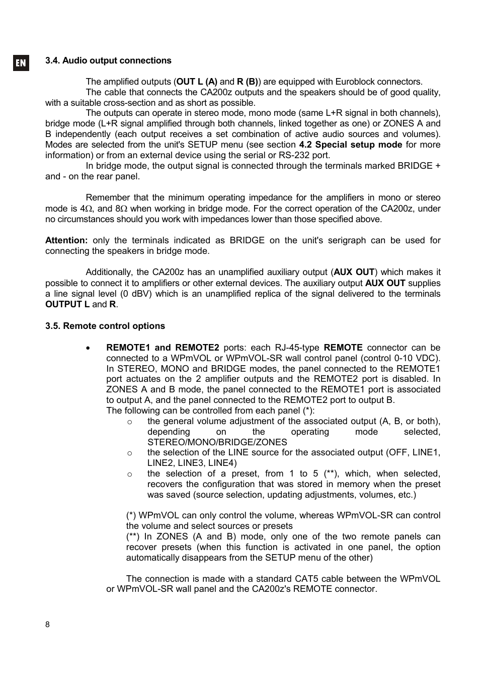 Ecler CA200z User Manual | Page 8 / 92