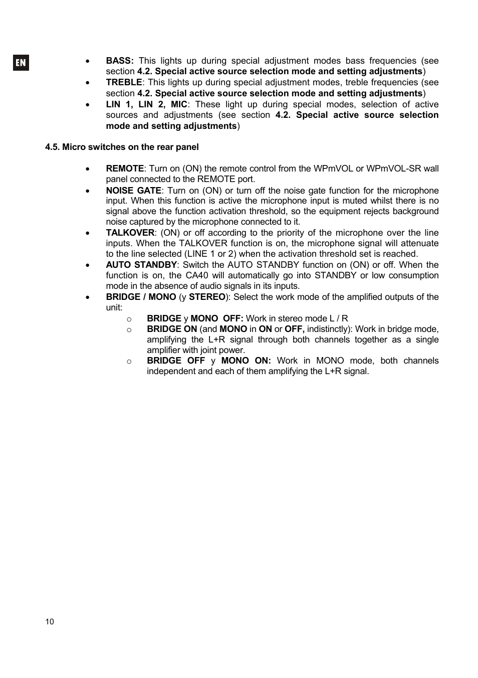 Ecler CA40 User Manual | Page 10 / 52