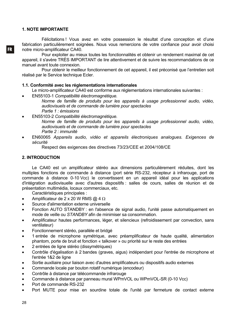 Ecler CA40 User Manual | Page 28 / 52