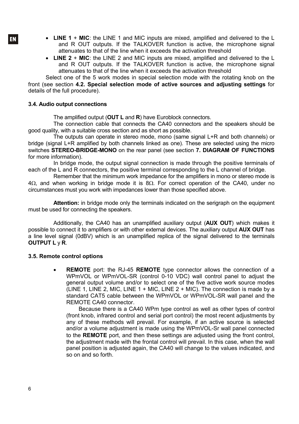 Ecler CA40 User Manual | Page 6 / 52