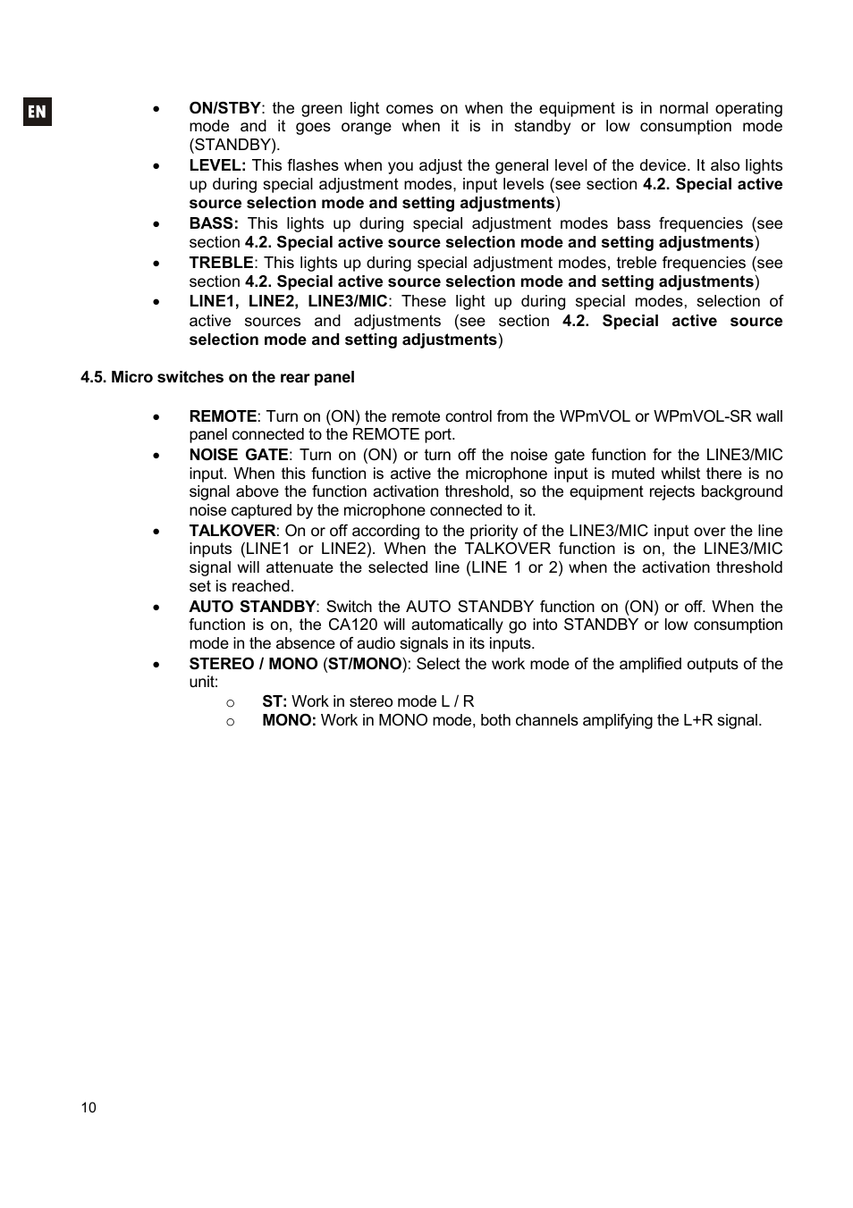 Ecler CA120 User Manual | Page 10 / 52