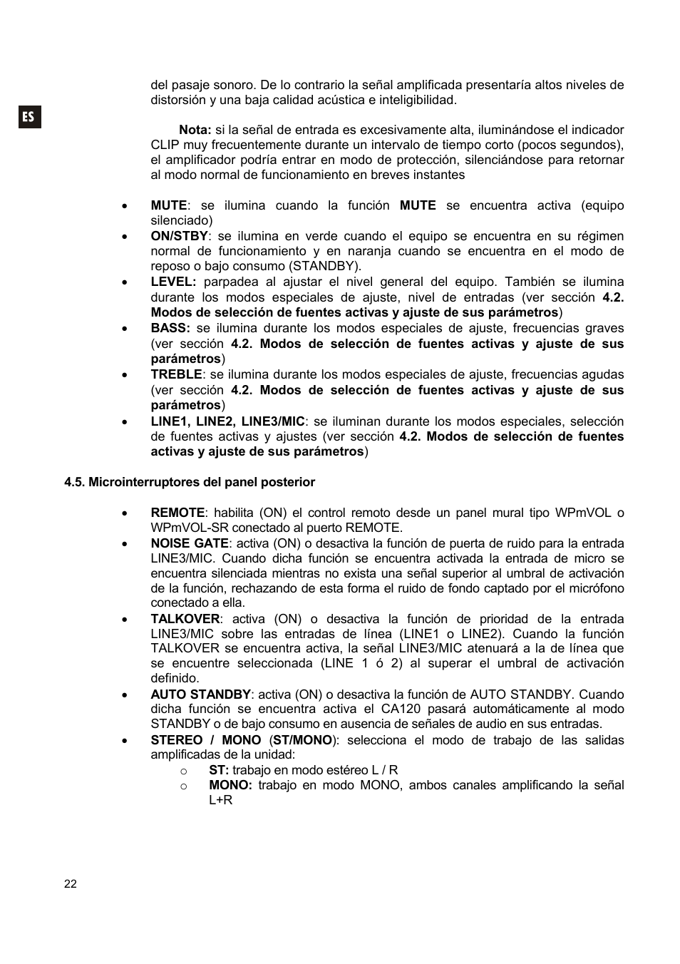 Ecler CA120 User Manual | Page 22 / 52