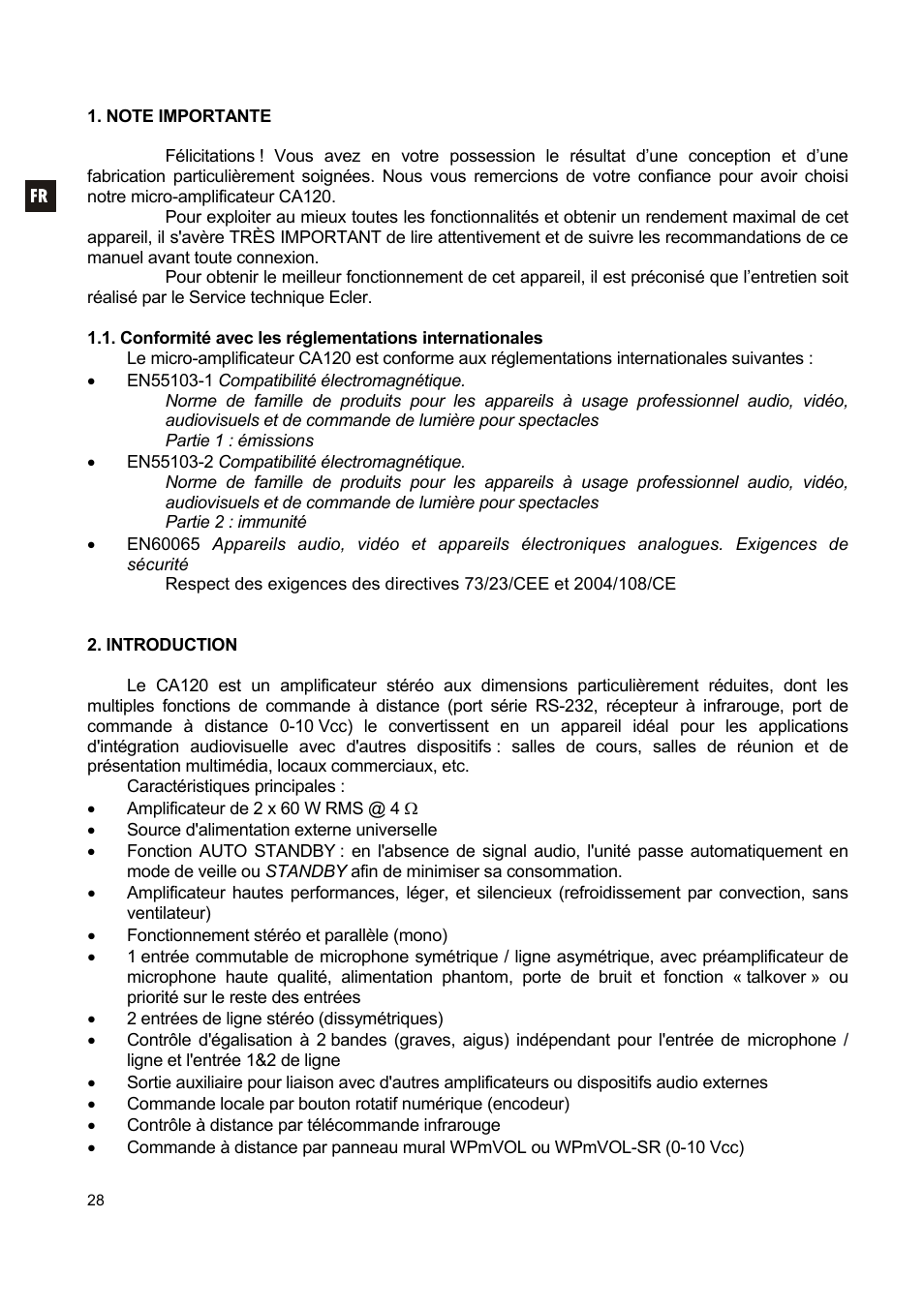 Ecler CA120 User Manual | Page 28 / 52