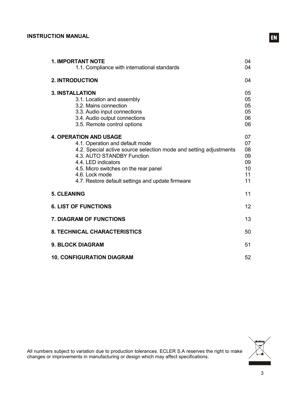 Ecler CA120 User Manual | Page 3 / 52