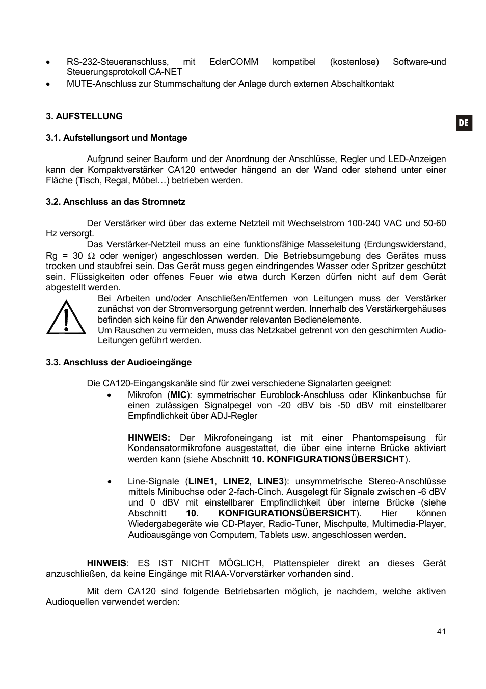 Ecler CA120 User Manual | Page 41 / 52