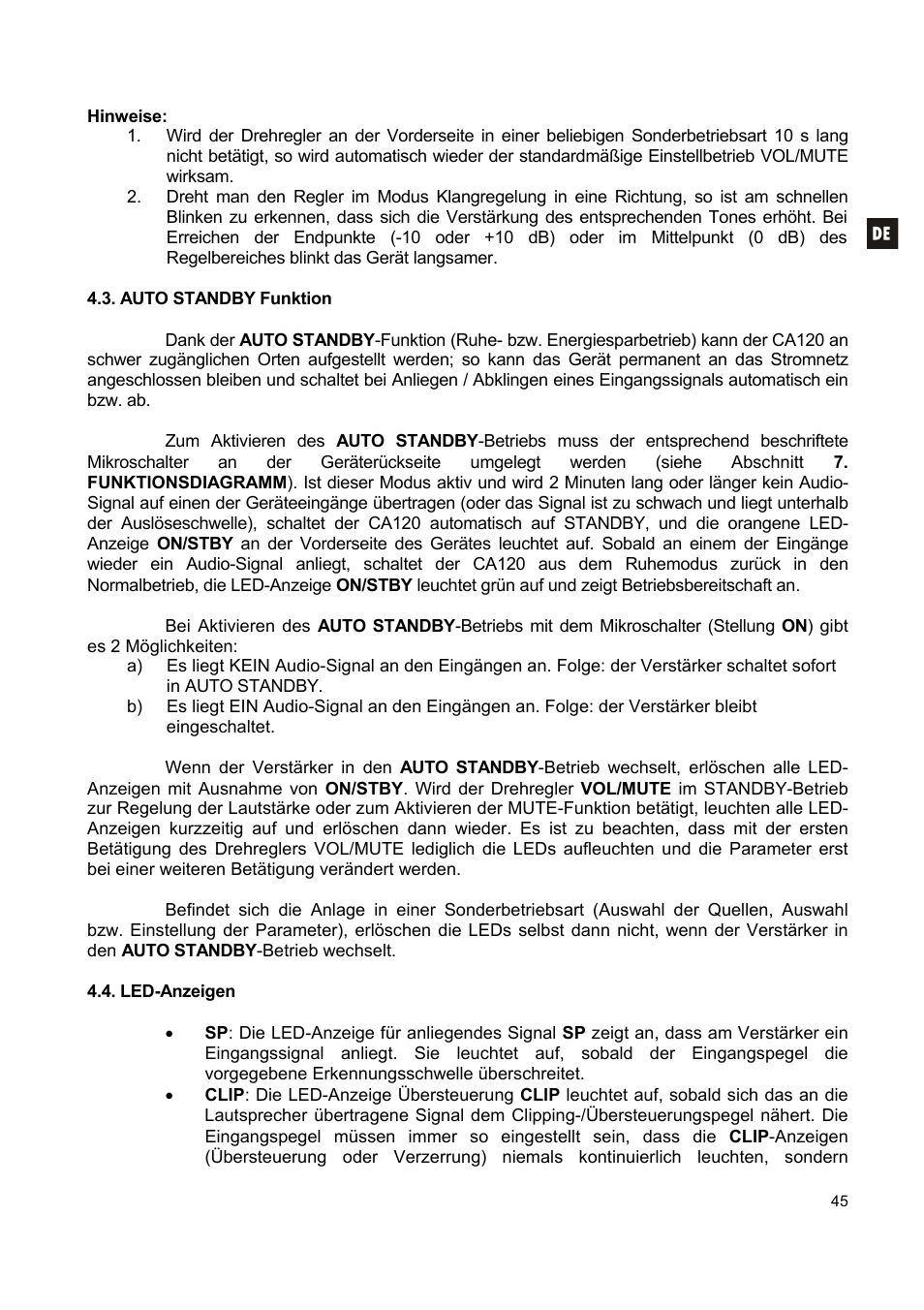 Ecler CA120 User Manual | Page 45 / 52