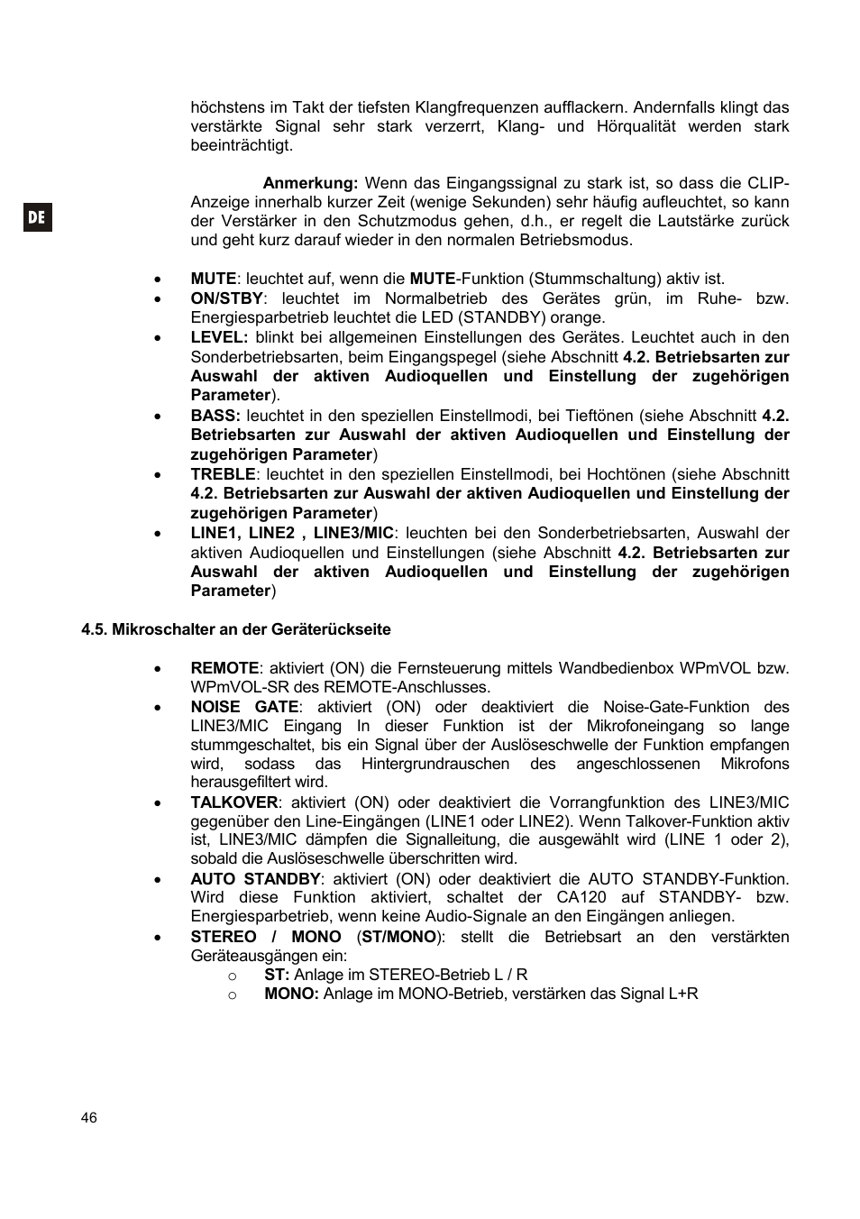 Ecler CA120 User Manual | Page 46 / 52