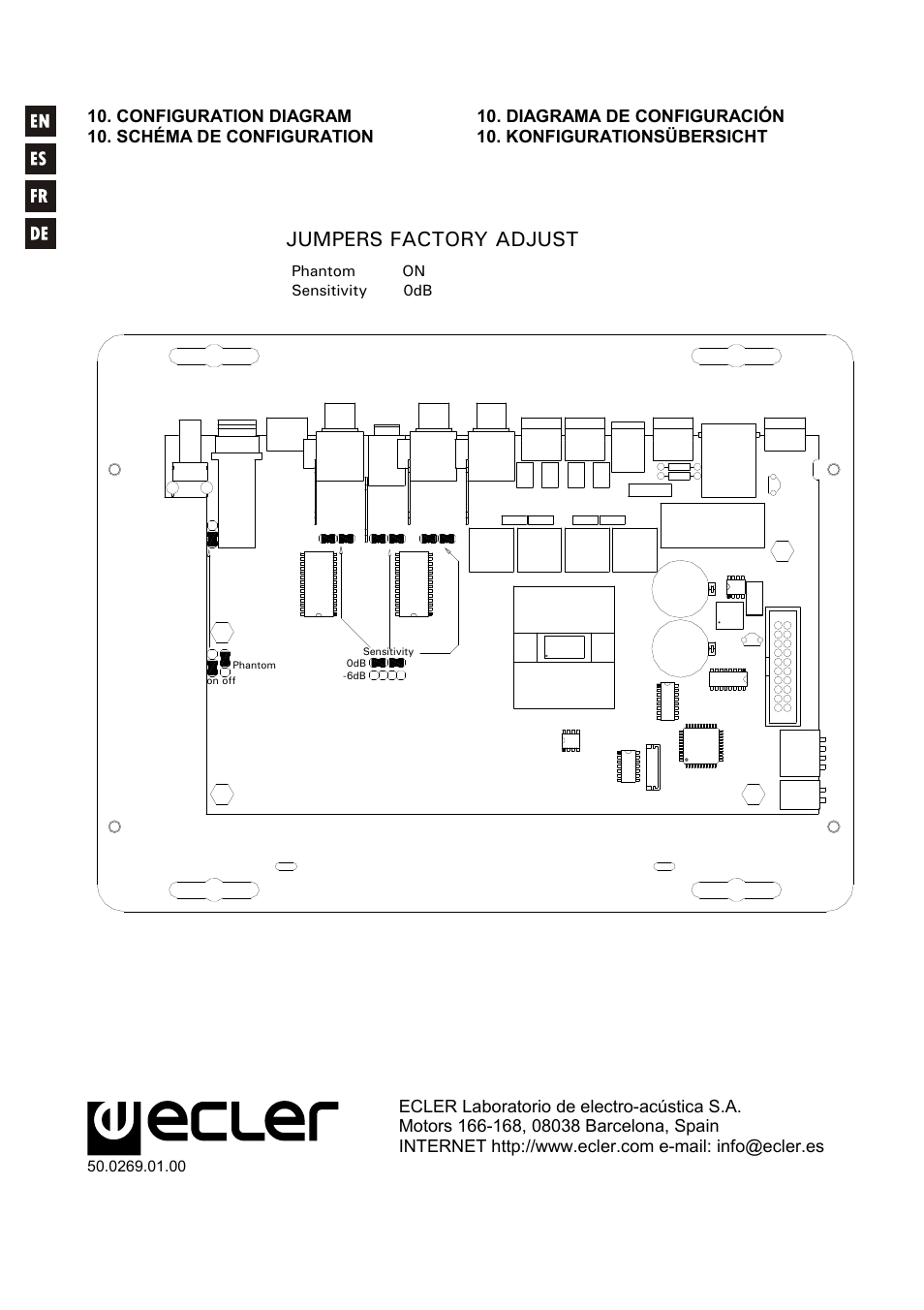 Jumpers factory adjust | Ecler CA120 User Manual | Page 52 / 52